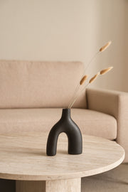 Black Ceramic U-Shaped Vase Ð Modern Minimalist Decorative Sculpture