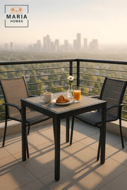Modern Square Outdoor Dining Table | Black Metal Garden Patio Table 70_70 Weatherproof