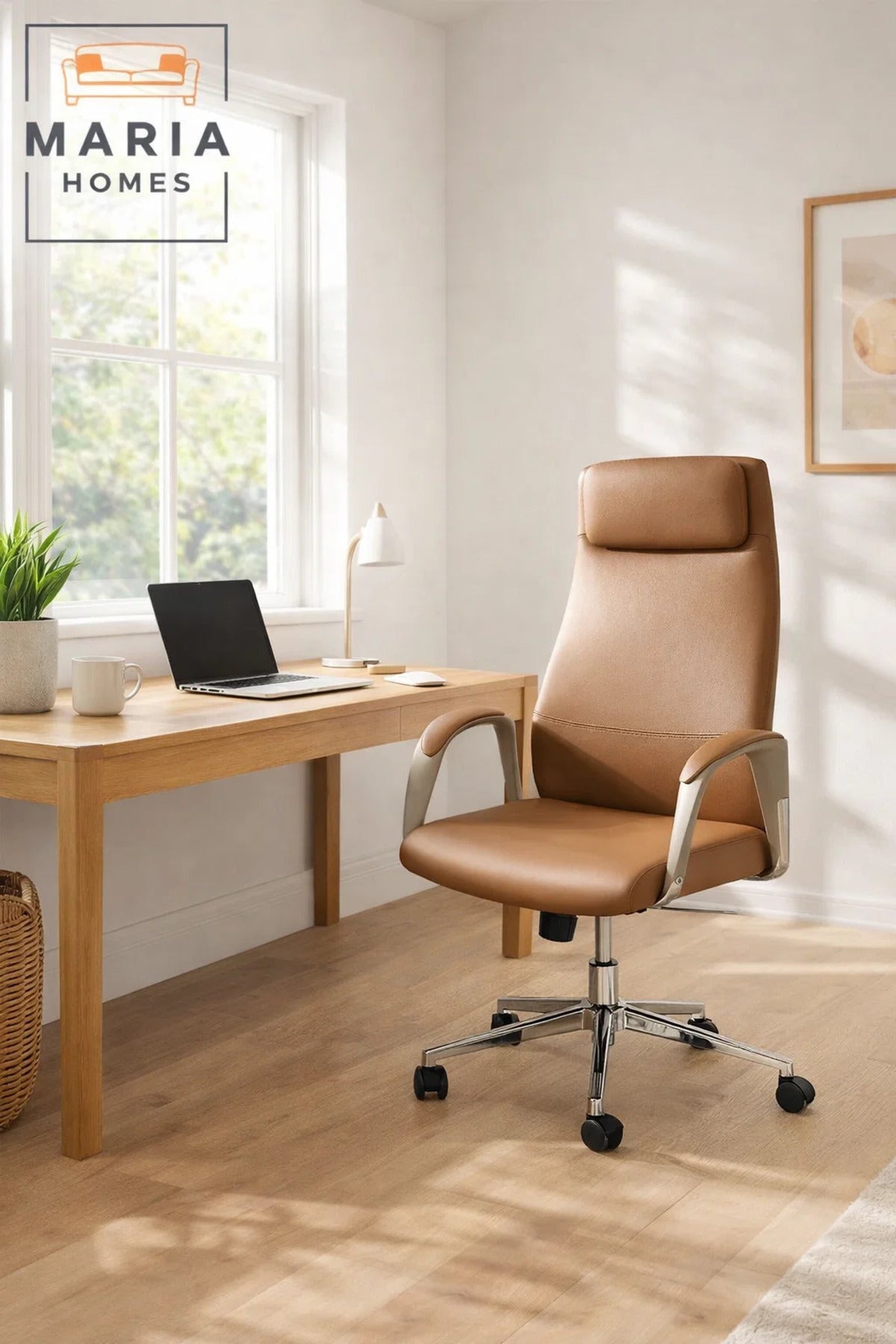 Brown Executive Office Chair with Wheels Ð Ergonomic High Back Computer Chair