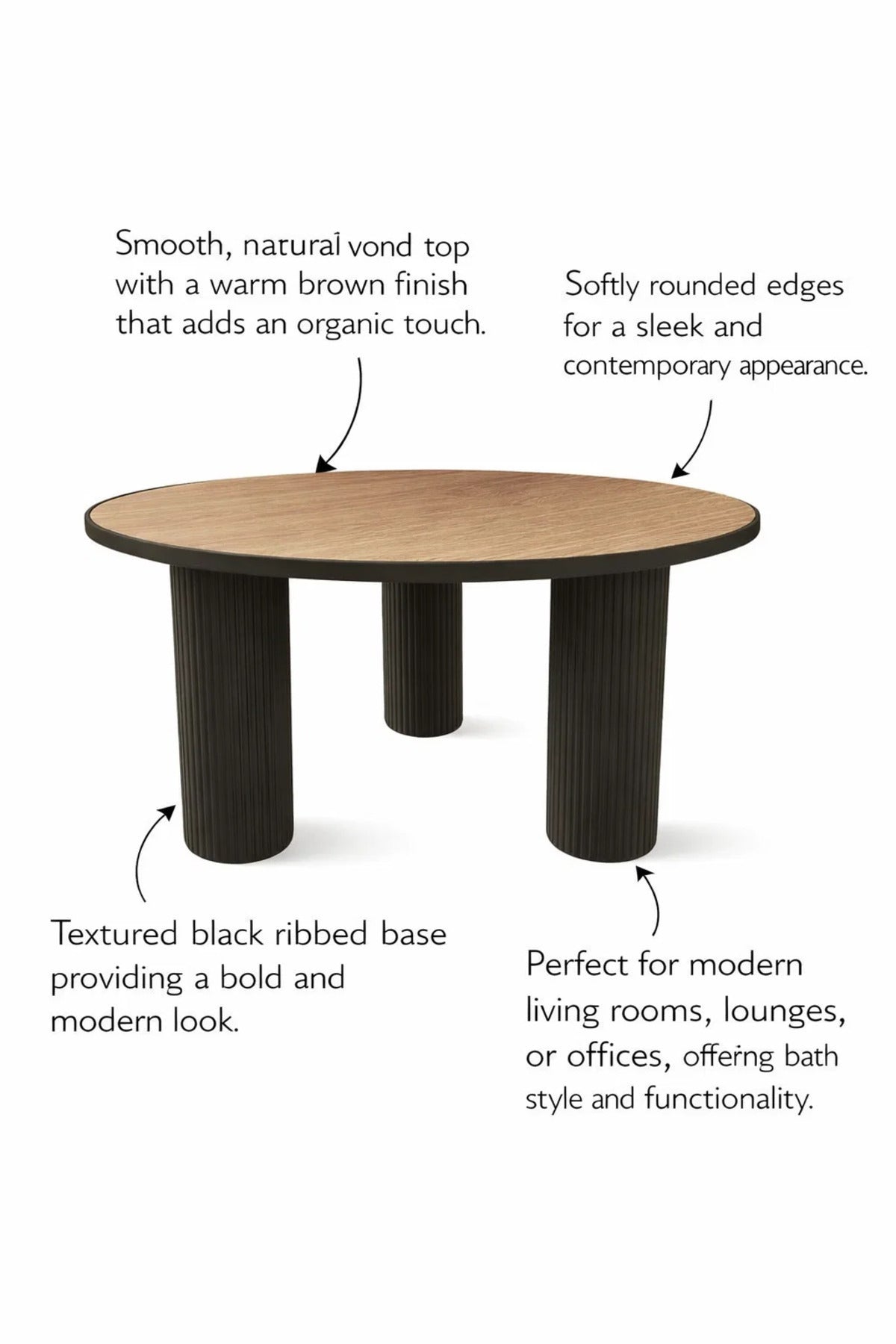 Black & Brown Center Table 80_80_45 cm √ê Modern Round Coffee Table