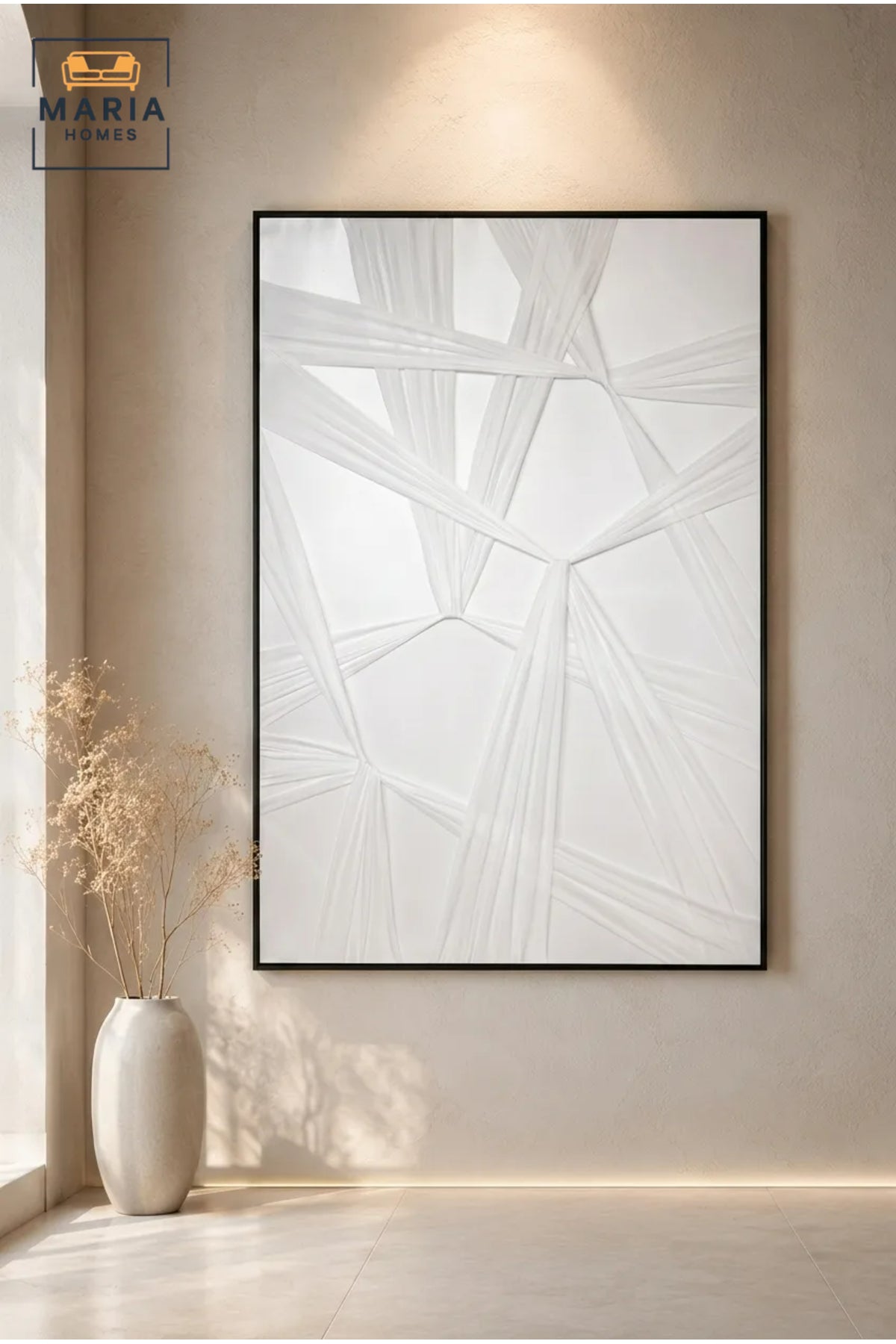 Modern Geometric Textured Wall Art with Black Frame Ð Abstract Dimensional Decorative Artwork