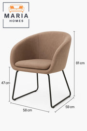 Modern Barrel-Back Fabric Chair with Cushioned Seat and Sleek Metal Frame