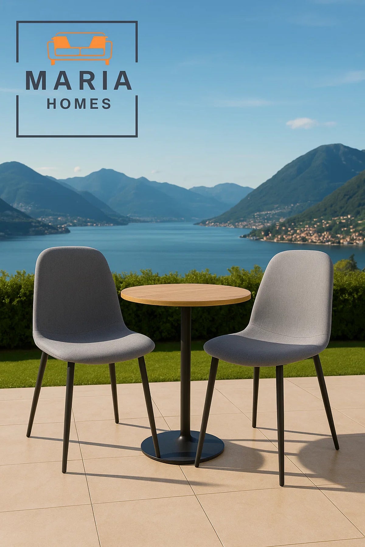 Modern Grey Fabric Dining Chair Ð Padded Upholstery with Black Metal Legs for Home or Office Use
