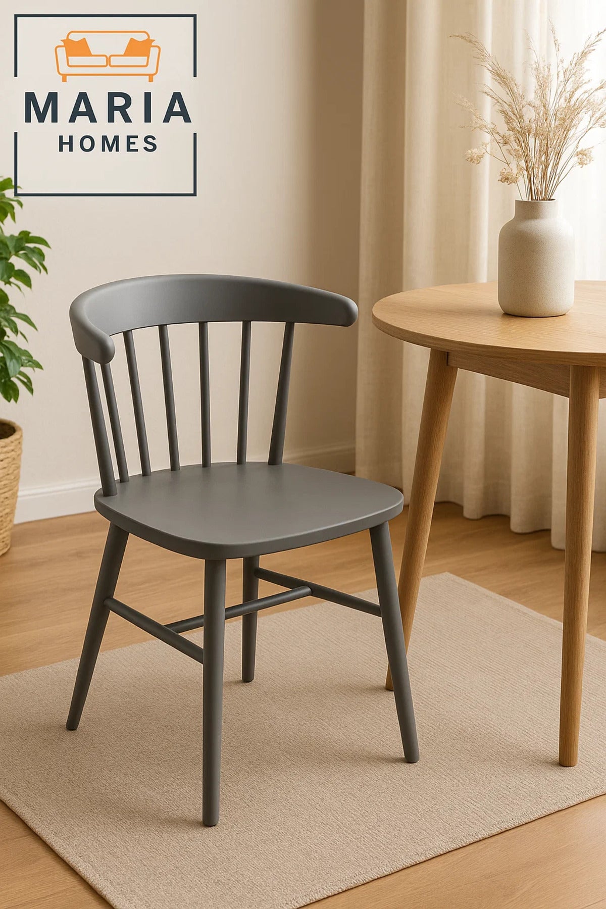 Gray Modern Plastic Dining Chair with Curved Back Ð Minimalist Scandinavian Design