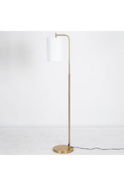 Gold Floor Lamp with White Drum Shade
