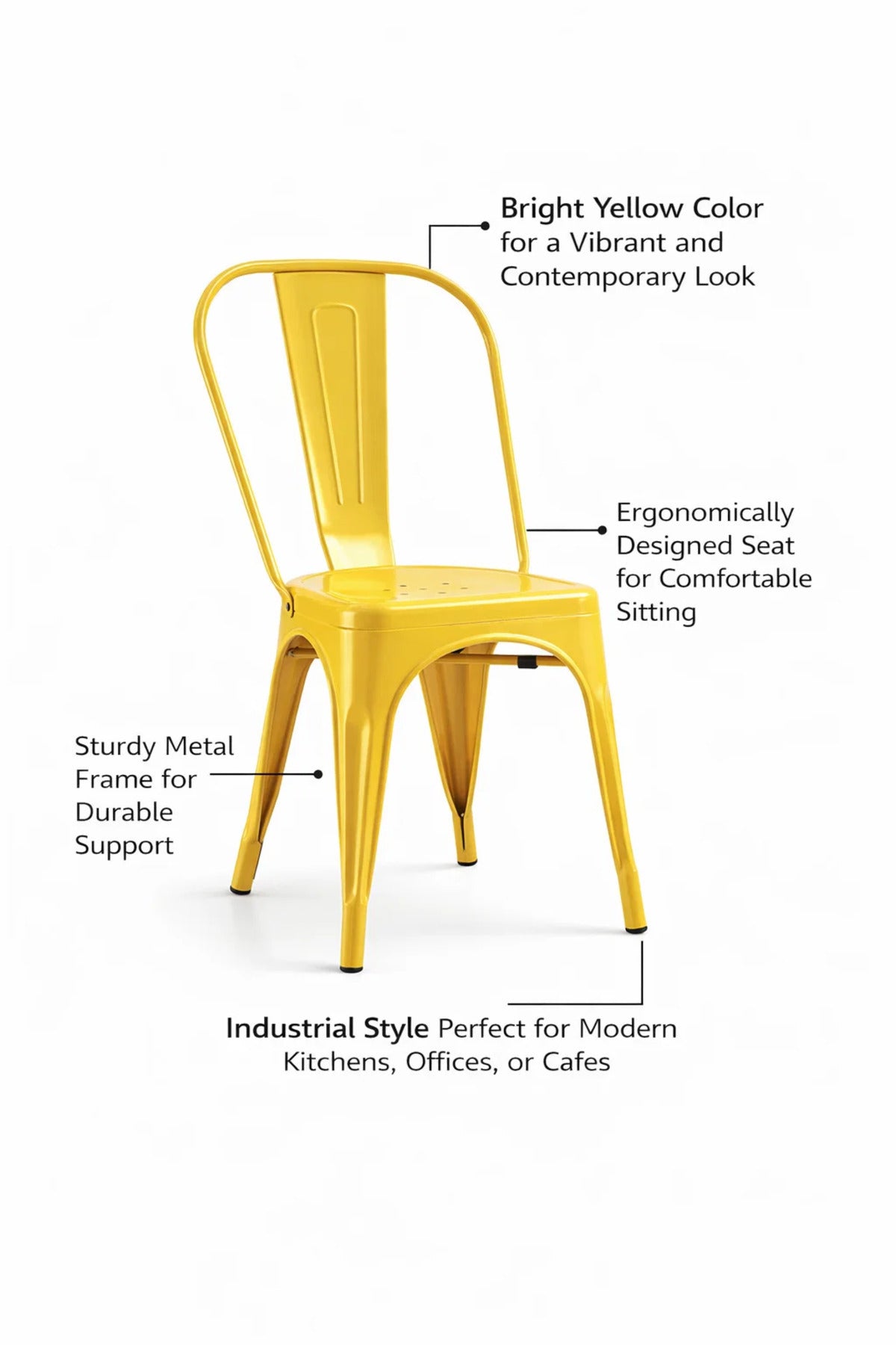 Bright Yellow Metal Chair √ê Durable and Stylish Dining or Office Chair