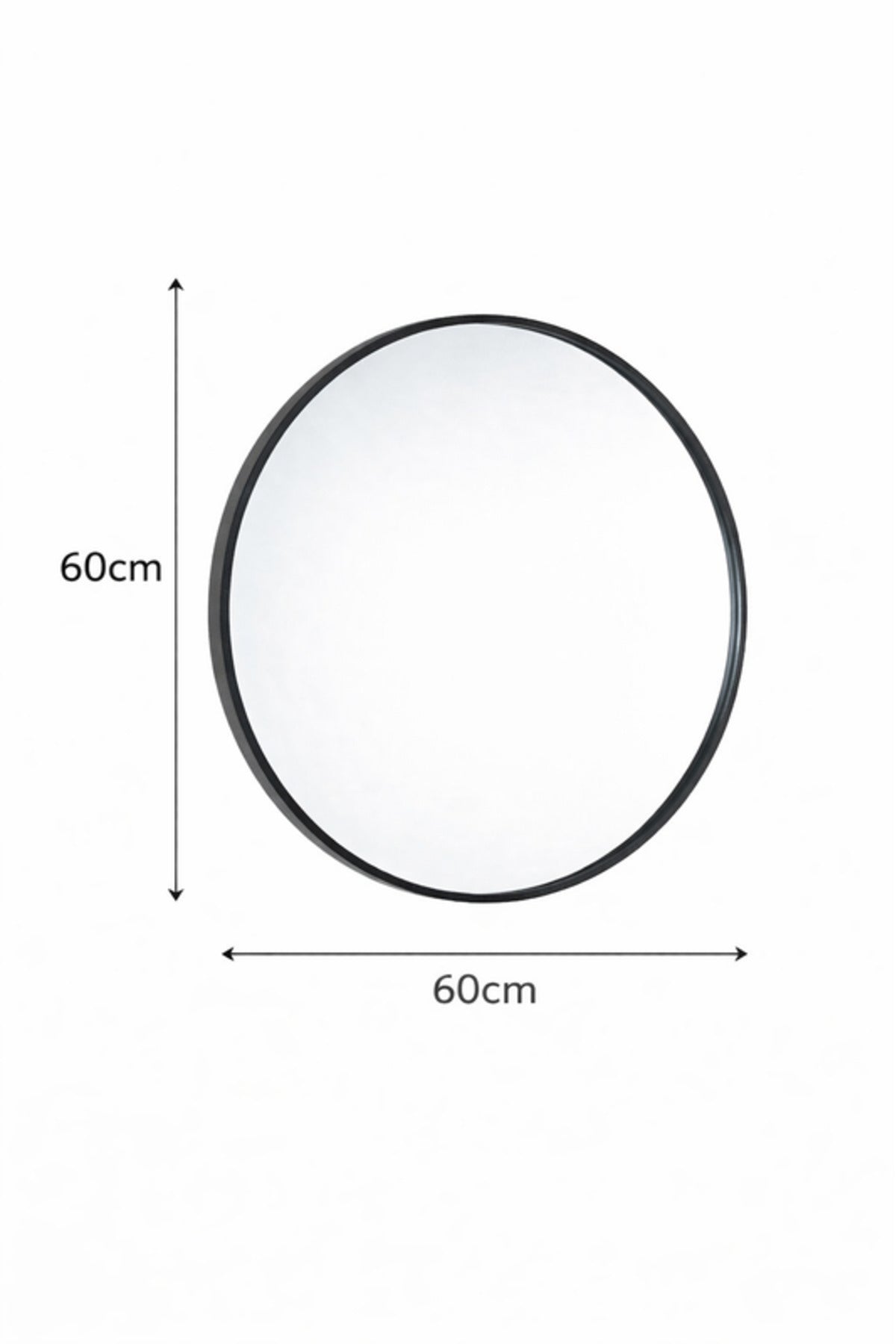 Modern Round Wall Mirror with Black Frame for Bathroom & Living Room
