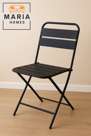 Black Metal Folding Chair with Slatted Seat Ð Compact and Durable for Indoor & Outdoor Use