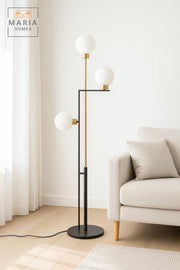 Contemporary Black and Gold Floor Lamp with 3 Globes