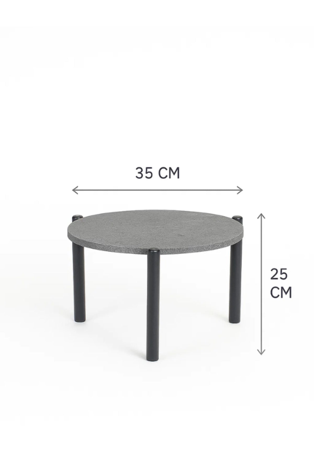 Compact Round Accent Table in Gray with Black Metal Legs Ð Modern Minimalist Coffee Table 35_25 cm