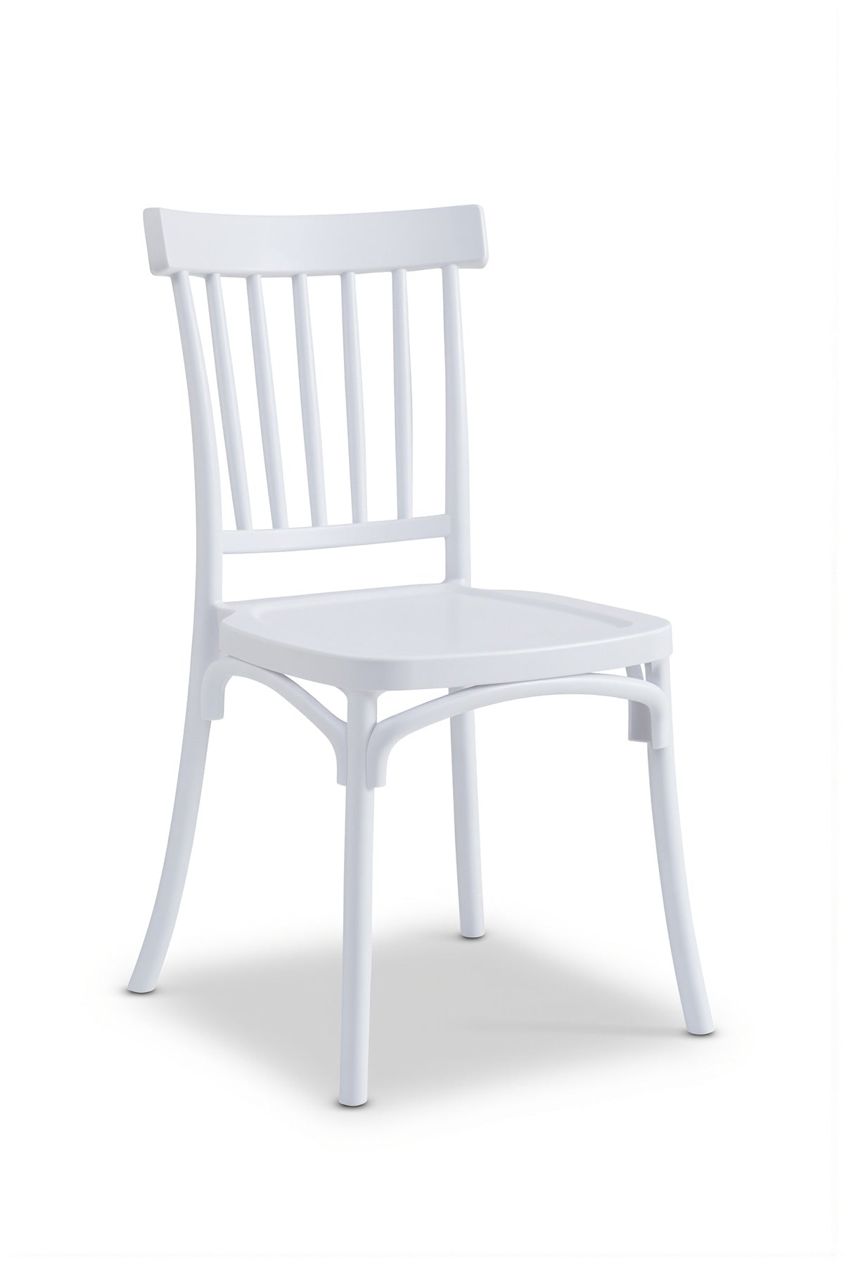 WHITE Plastic Slat Back Chair √ê Modern Stackable Armless Dining Chair for Indoor & Outdoor Use