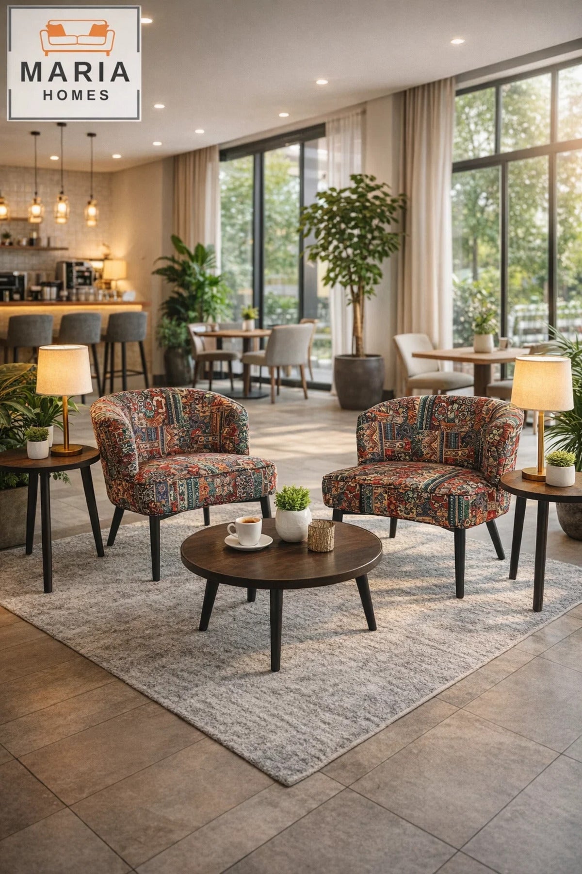 Red Patterned Accent Chair with Black Legs Ð Modern Lounge Chair