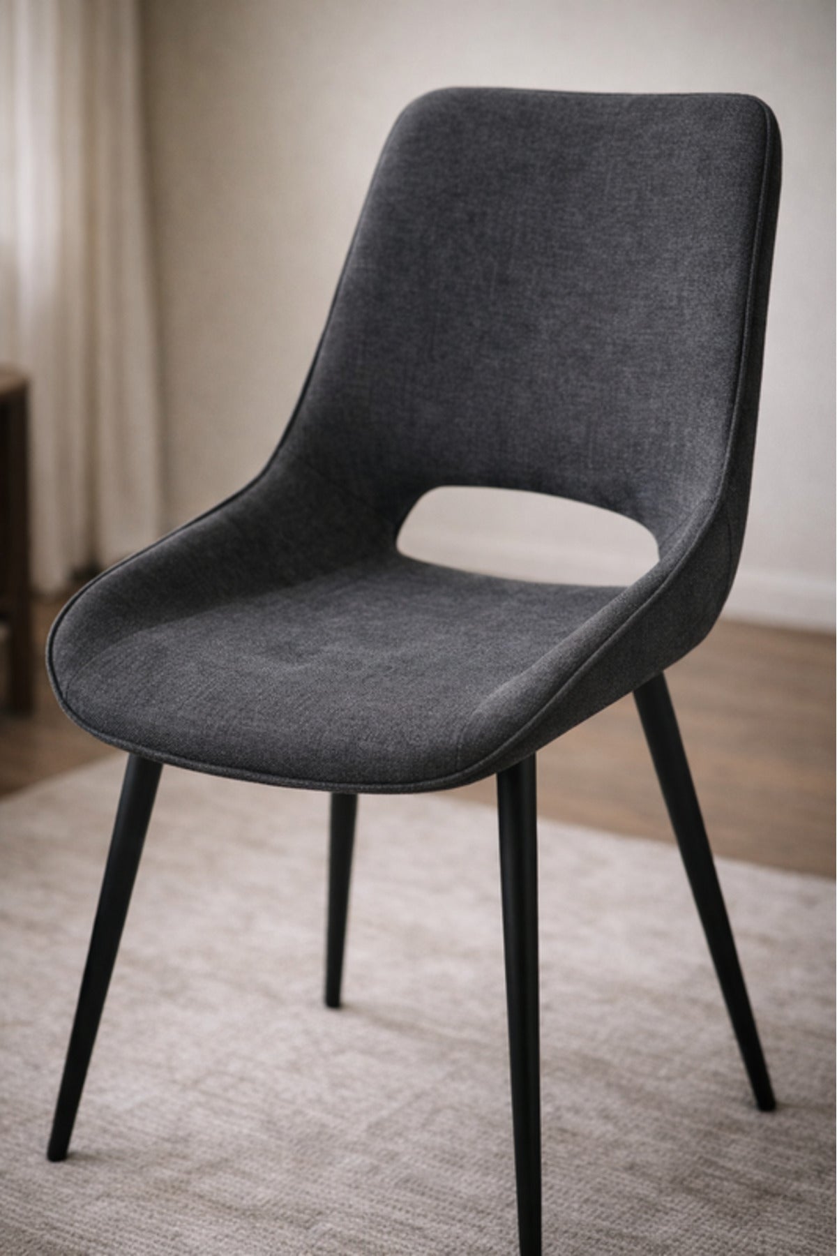 Dark Grey Fabric Dining Chair 87x49x46cm Modern dark grey fabric Kitchen