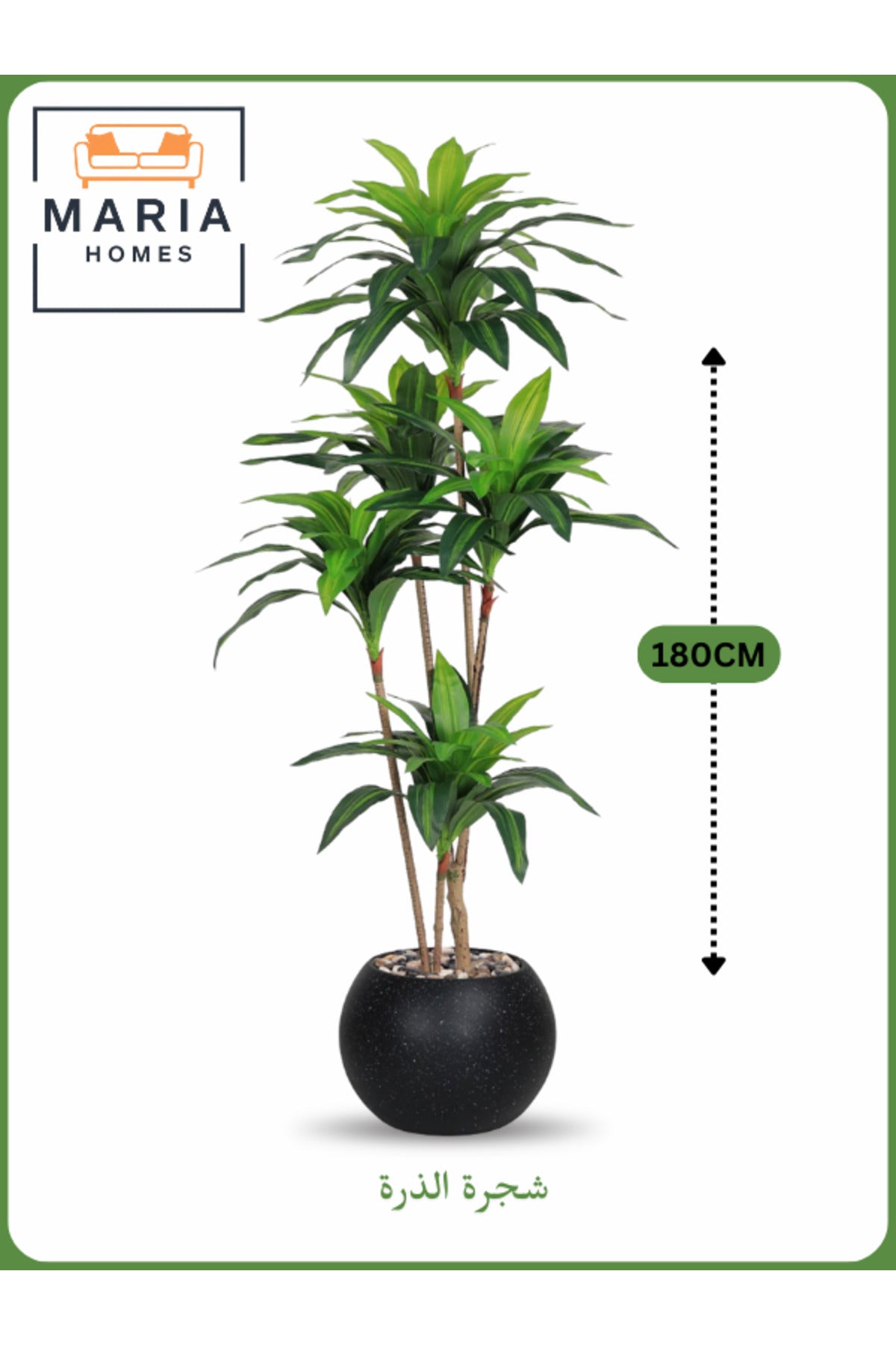 Artificial Corn Leaf Tree 180 cm Ð Indoor Faux Plant with Black Pot
