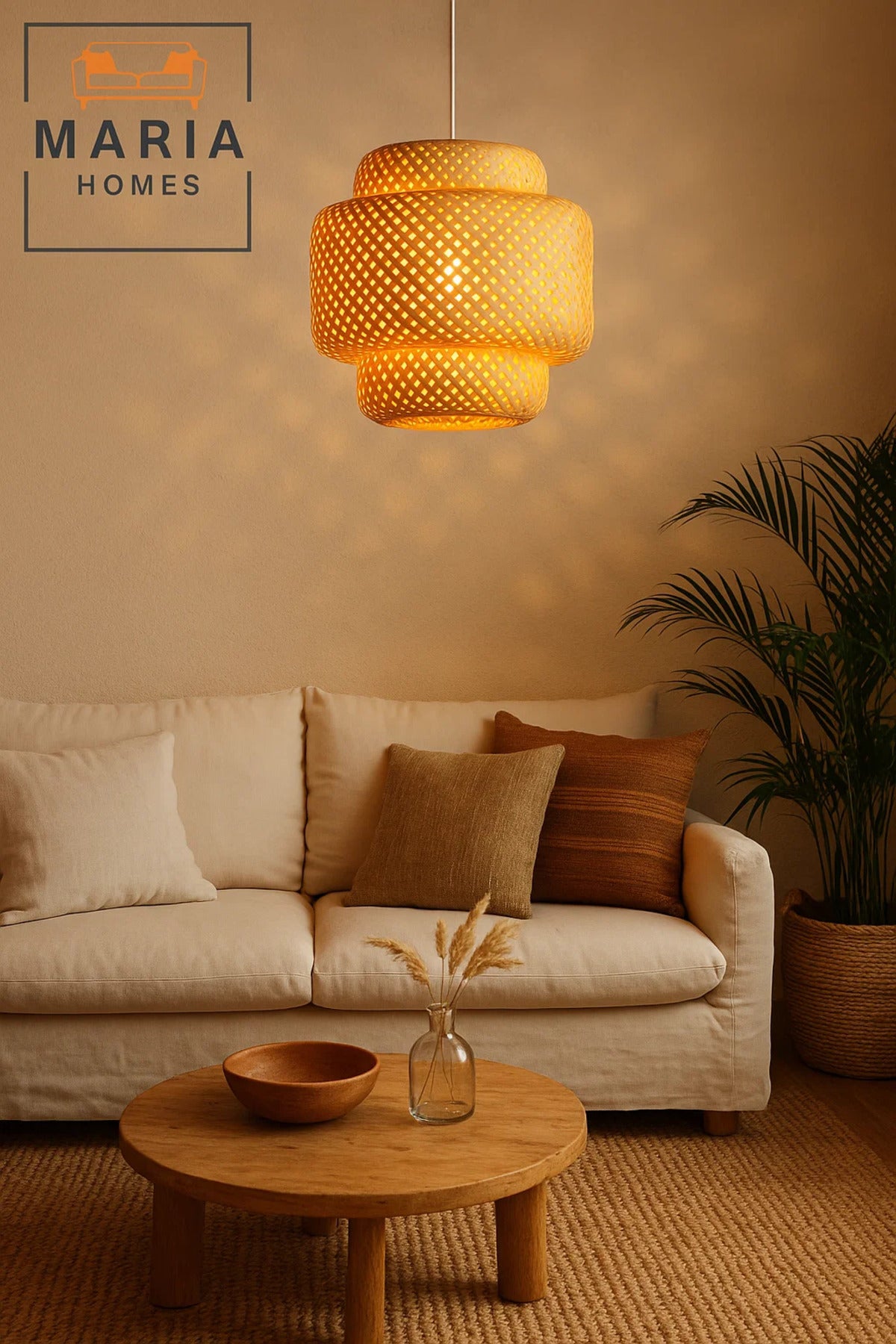Double-Layered Handwoven Rattan Pendant Light