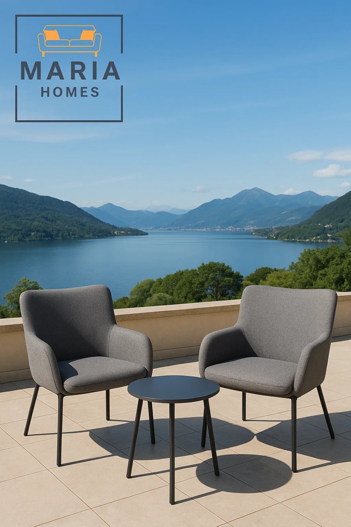 Grey High Back Lounge Chair Ð Upholstered Armchair with Black Metal Legs for Home, Office or Lobby