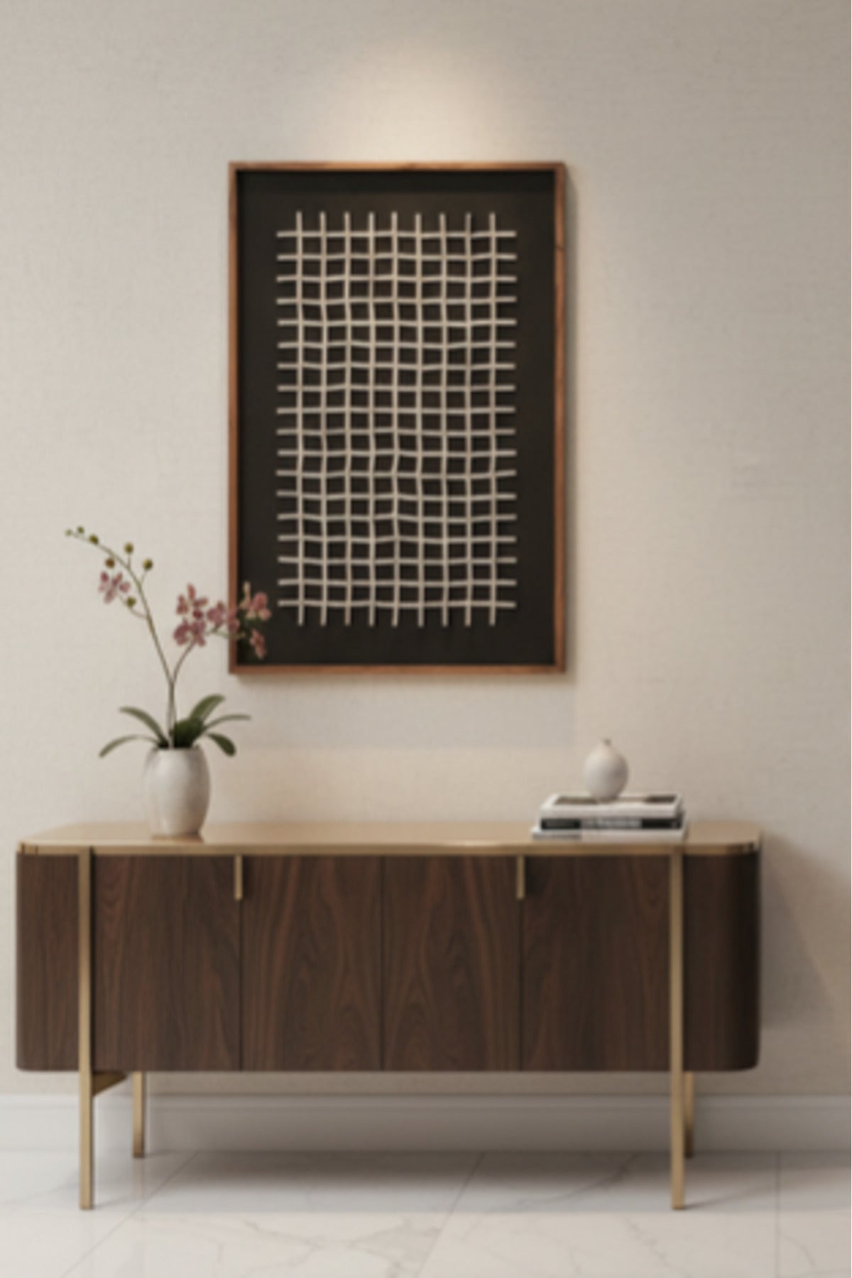 Modern Abstract Wooden Grid Wall Art with Natural Wood Frame 120x80cm modern abstract