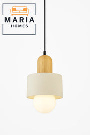 Modern Cylindrical Pendant Light with Wood Accent
