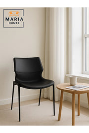 Modern Black Dining Chair with Sleek Metal Legs and Cushioned Seat