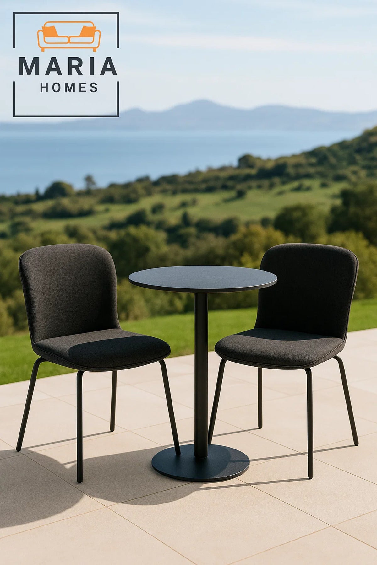 Modern Black Fabric Dining Chair Ð Upholstered Seat with Black Metal Legs for Home, Office, CafŽ