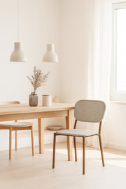 White Brown Fabric Dining Chair Ð Modern Upholstered Chair with Brown Metal Legs for Dining Room