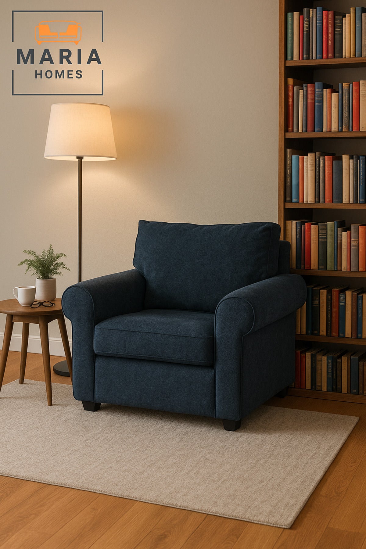 Blue Fabric Armchair Ð Single Seater Sofa for Living Room Comfort
