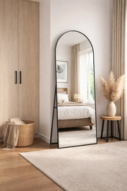 Furniture Black Arched Floor Mirror 160x50cm Modern Full Length Standing Mirror for Home