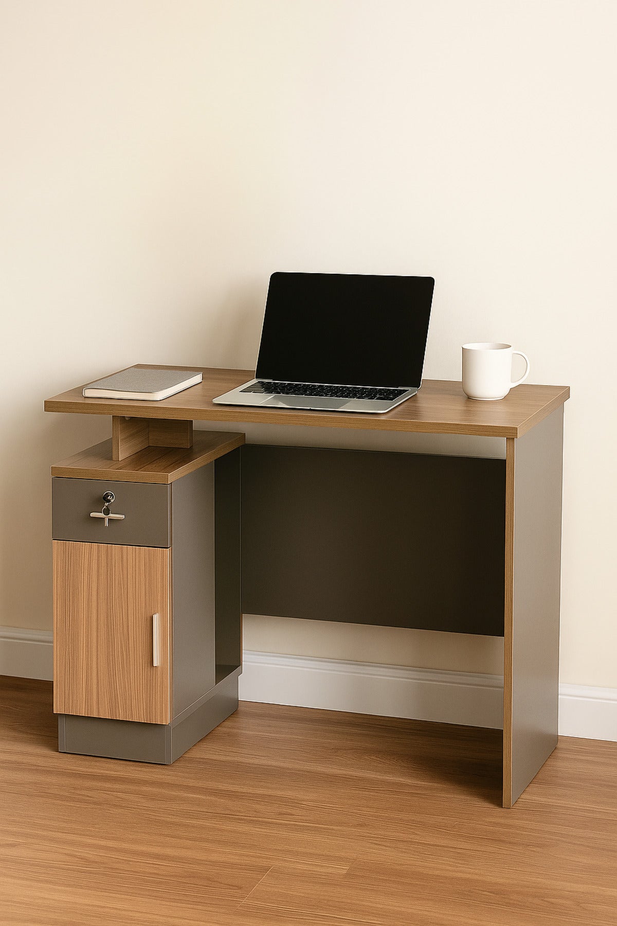 Modern Computer Desk with Drawer and Storage Cabinet for Home Office or Study Room
