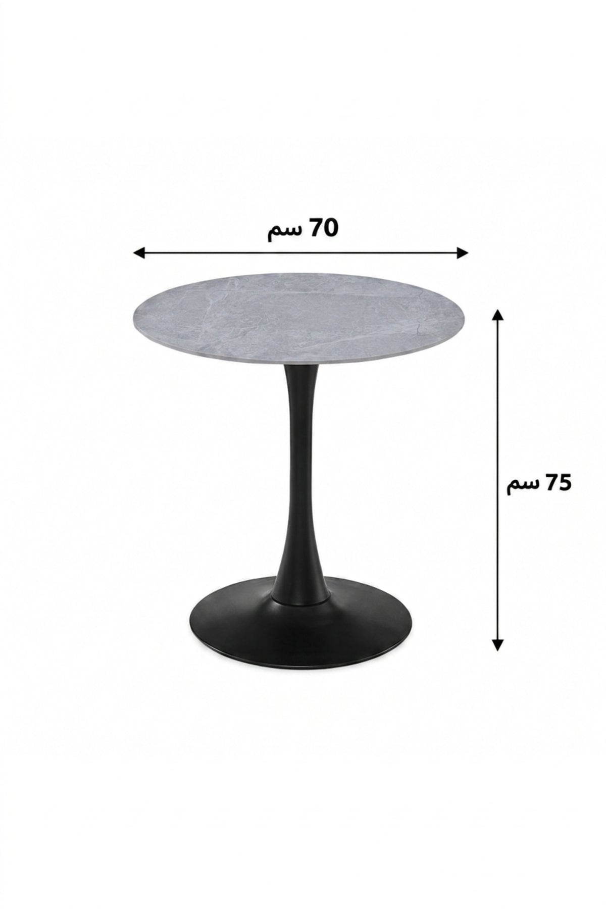 Modern Round Marble Bistro Table with Black Pedestal Base for Cafe Dining Furniture