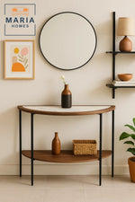 Half Moon Console Table with Marble Top Ð 119x75x43cm Modern Entryway Hallway Accent Table