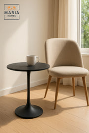 Modern Black Metal Side Table 40x40x55 cm | Round Coffee Table for Living Room & Bedroom