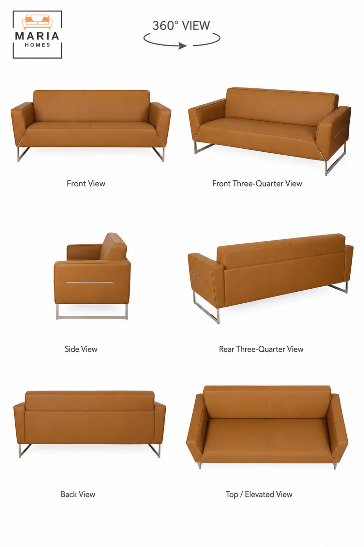Modern 3 Seater Upholstered Sofa with Padded Armrests | Contemporary Couch for Living Room, Office, Reception, Lounge & Waiting Area