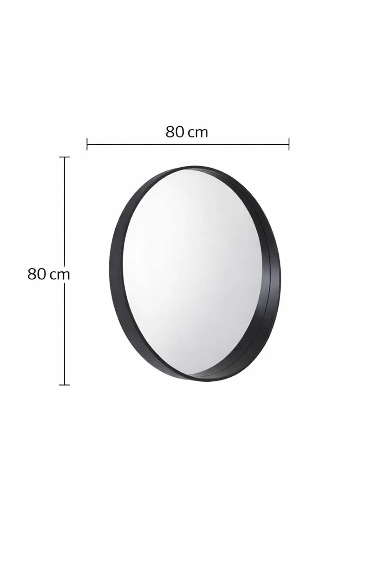 Luxury Black Circle Wall Mirror 80x80cm Wooden Frame Modern Decor for Living Room Hallway Bedroom