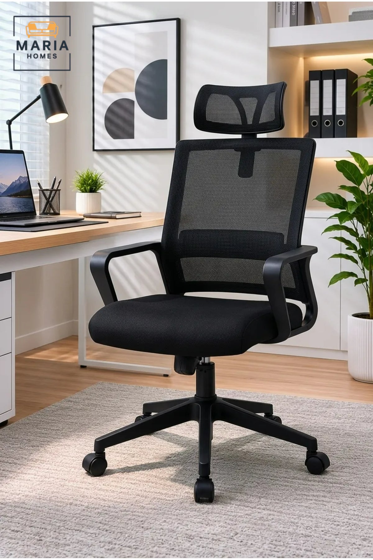 Executive Ergonomic Mesh Office Chair with Adjustable Headrest, Breathable Backrest and Swivel Base