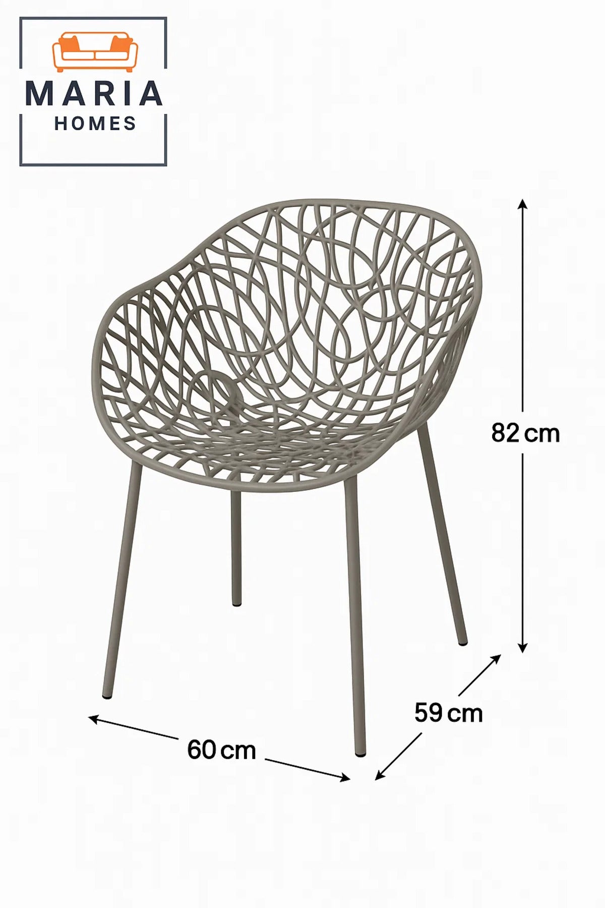 Contemporary Grey Net Design Outdoor Chair Ð Durable & Stylish Plastic Seating
