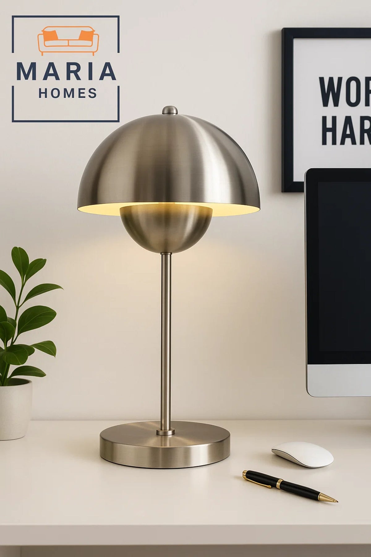 Brushed Metal Dome Desk Lamp
