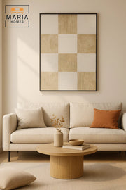 Modern Geometric Wall Art Ð Beige & White Textured 3D Decorative Panel for Home DŽcor