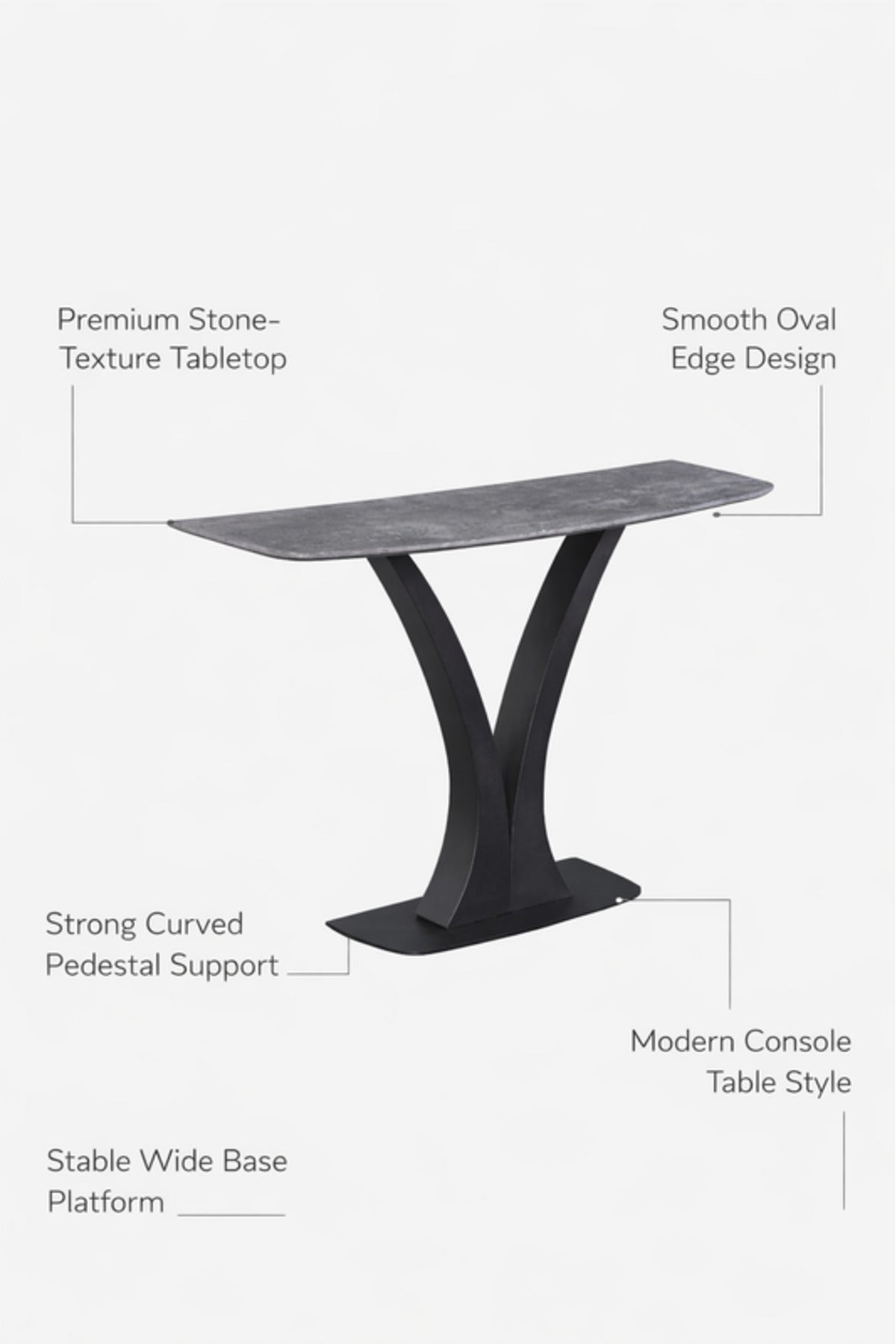Dark Grey Console Table with Black Metal Base Modern Entryway dark grey console