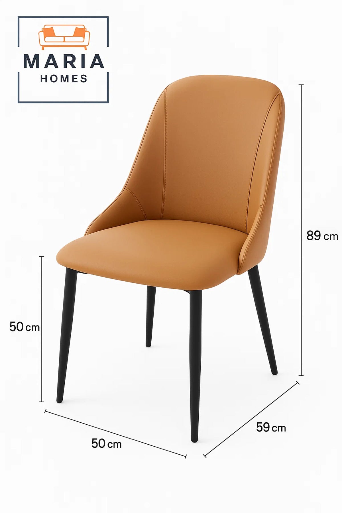 Modern Tan Upholstered Dining Chair Ð Comfortable Padded Seat with Black Metal Legs for Home & CafŽ