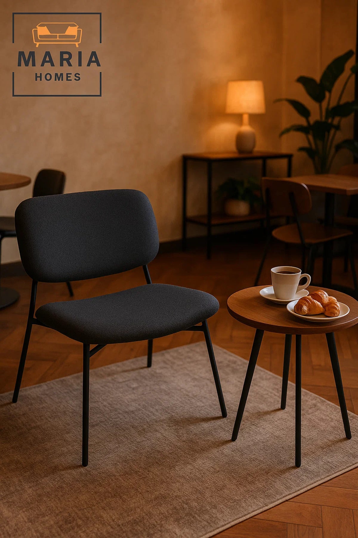 Modern Charcoal Lounge Chair with Metal Frame