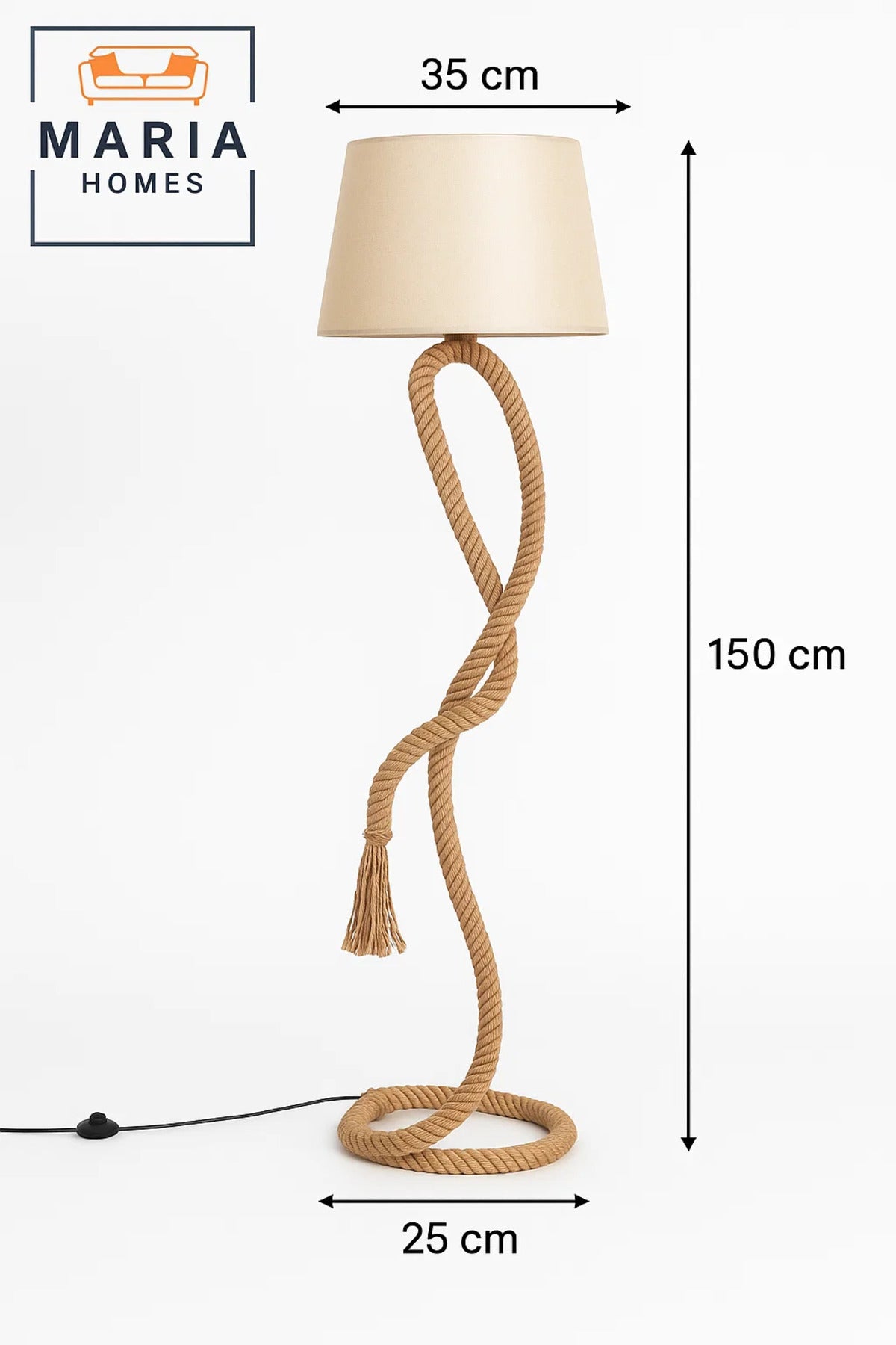 Twisted Rope Floor Lamp with Beige Shade