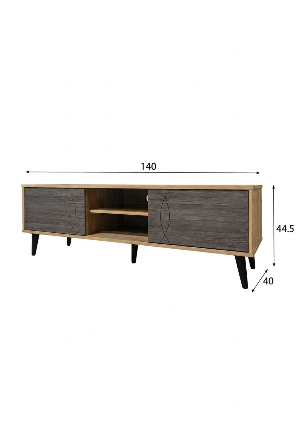Modern Two-Tone TV Unit with Sliding Doors √ê Wooden Entertainment Console Cabinet