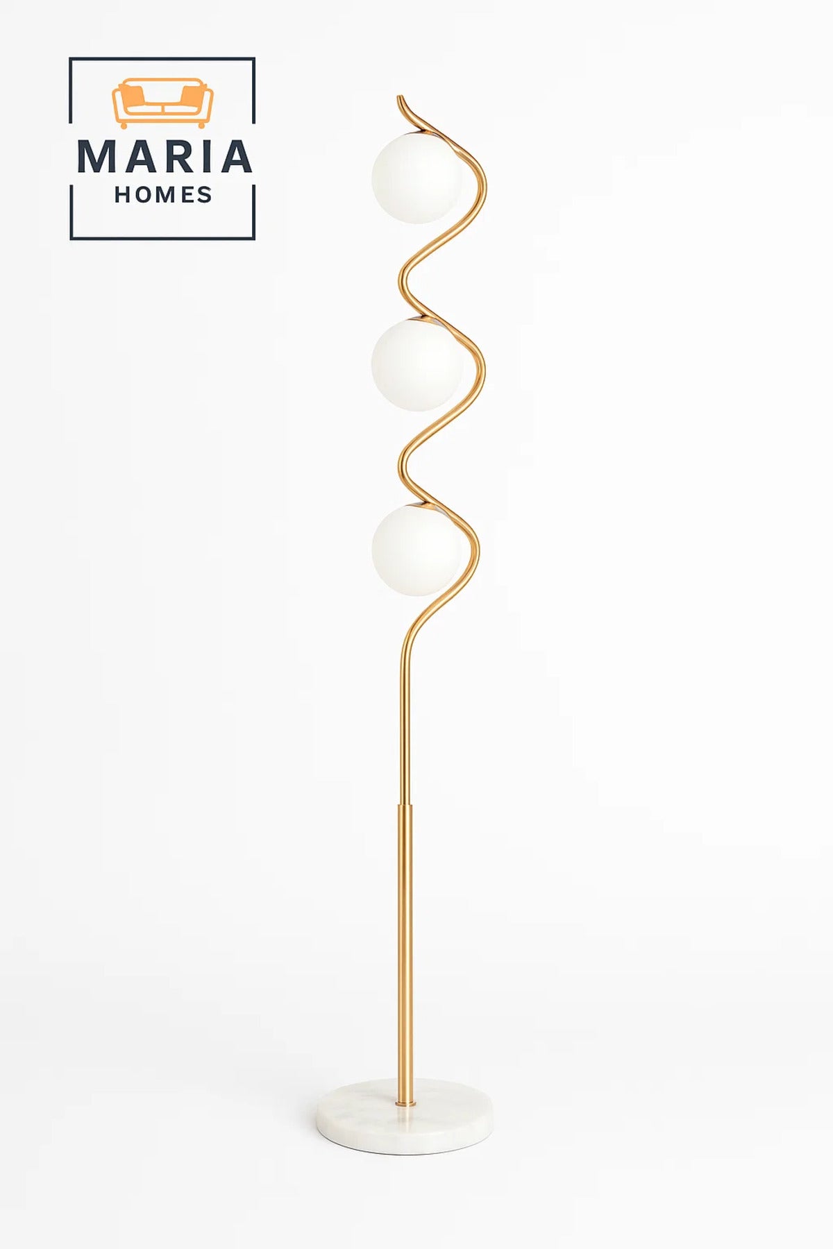 Modern Gold Spiral Floor Lamp with Globe Bulbs