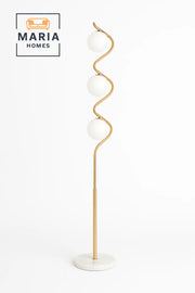 Modern Gold Spiral Floor Lamp with Globe Bulbs