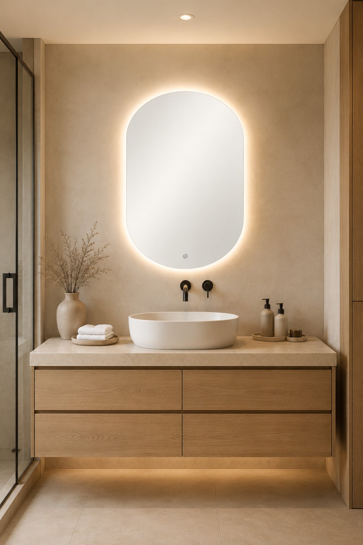 Modern LED Arch Bathroom Mirror √ê Frameless Backlit Wall for & Vanity modern led arch