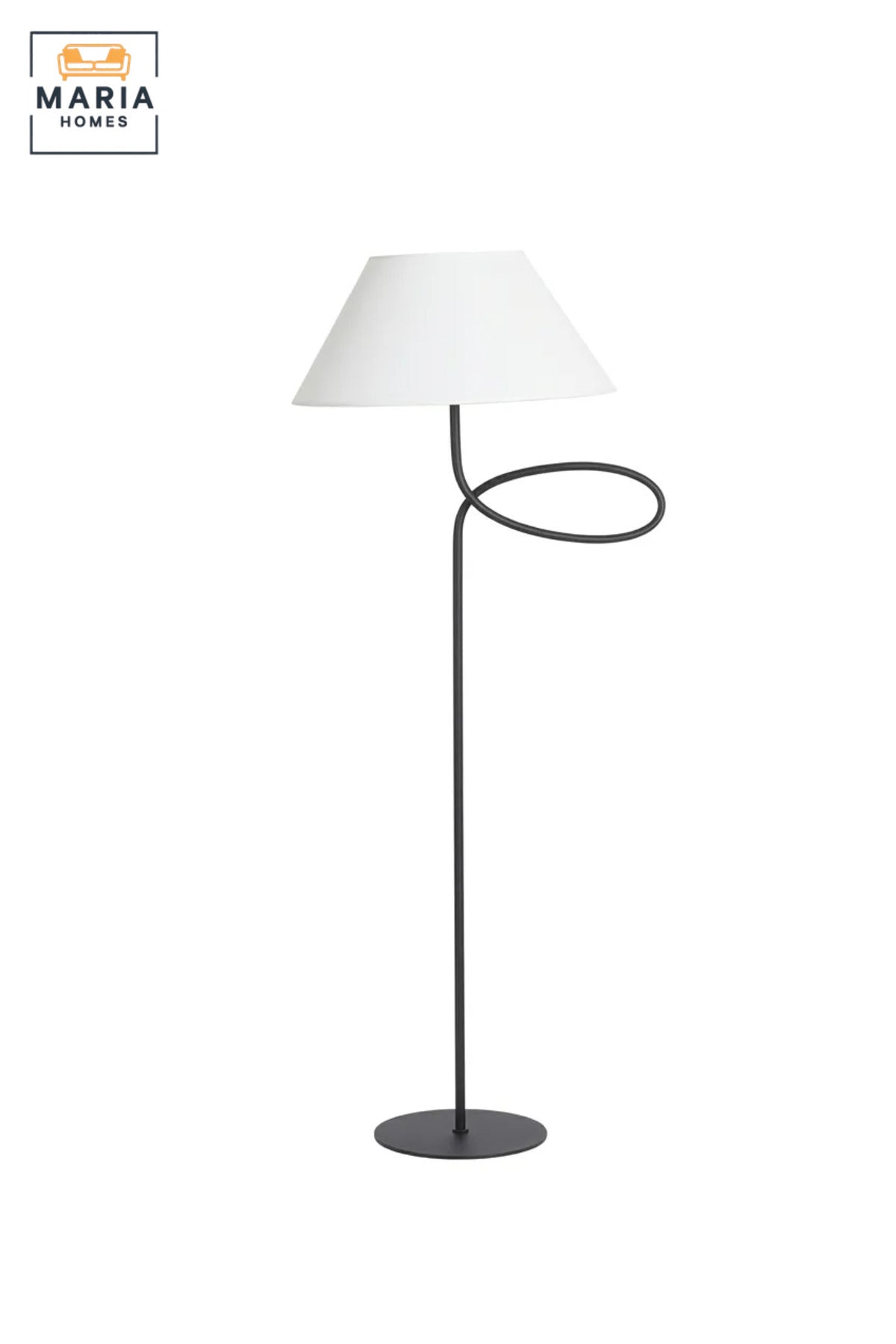 Modern Floor Lamp with Fabric Shade and Sculptural Loop Frame, Freestanding Decorative Light for Living Room, Bedroom, Reading Corner and Office