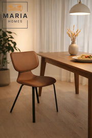 Brown Dining Chair, Modern Comfortable Chair, Sturdy Metal Frame Chair