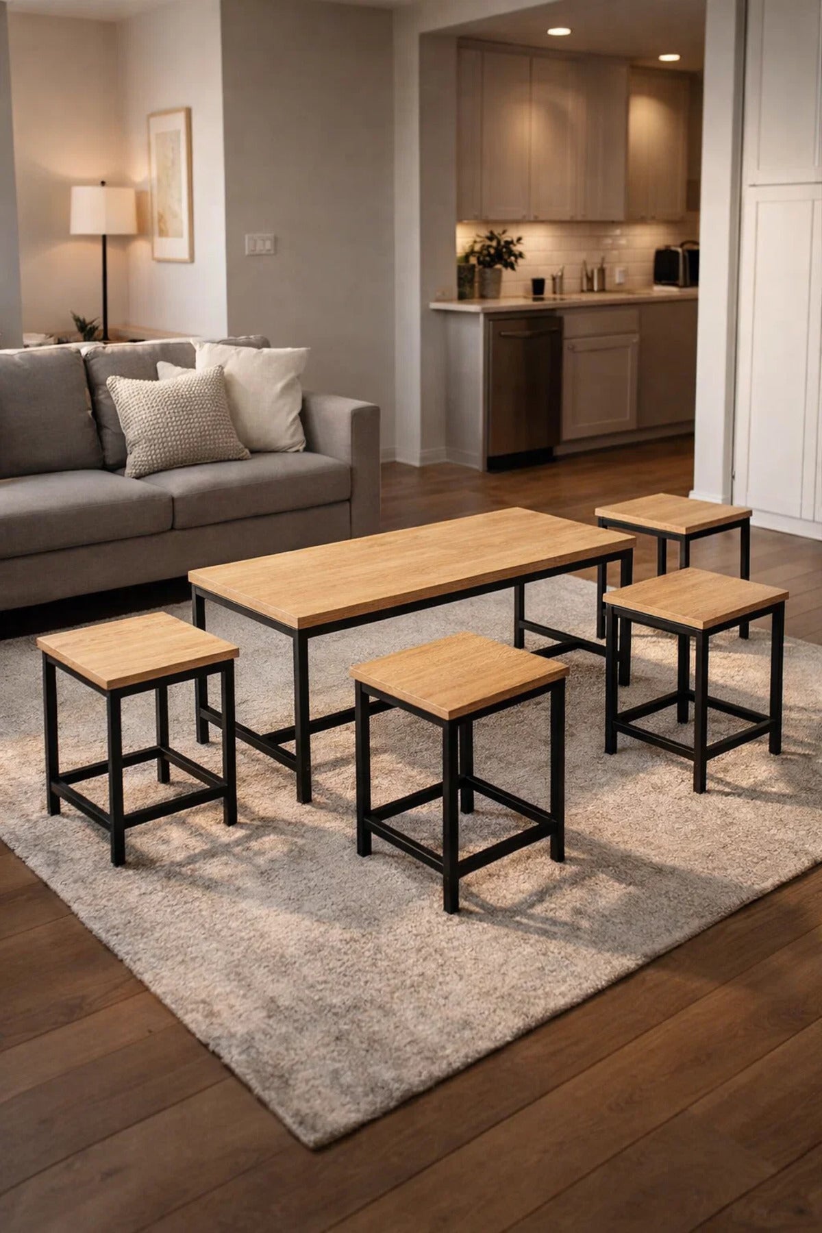 Modern Wood Coffee Table Set with 4 Side Tables modern wood coffee Center