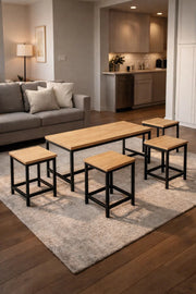 Modern Wood Coffee Table Set with 4 Side Tables modern wood coffee Center