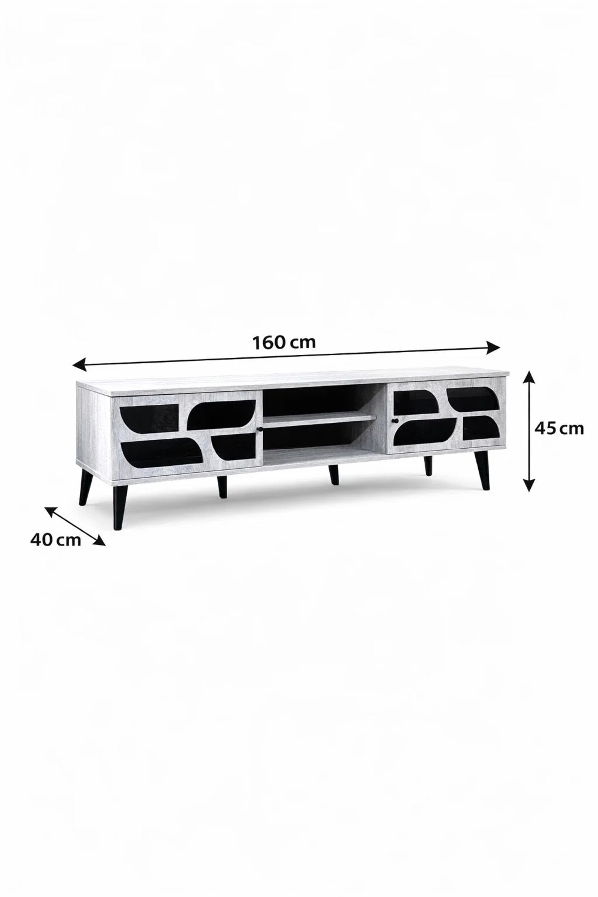 Stylish Grey TV Unit 160cm Modern Entertainment Center Console with Storage for Living Room